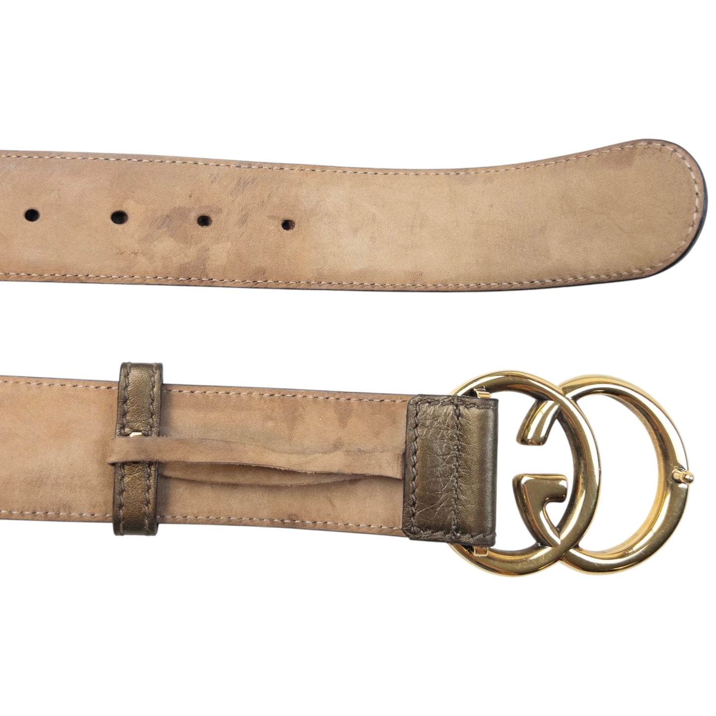 Vintage 2000s Gucci Metallic Leather Belt Size S | O/S, Brown