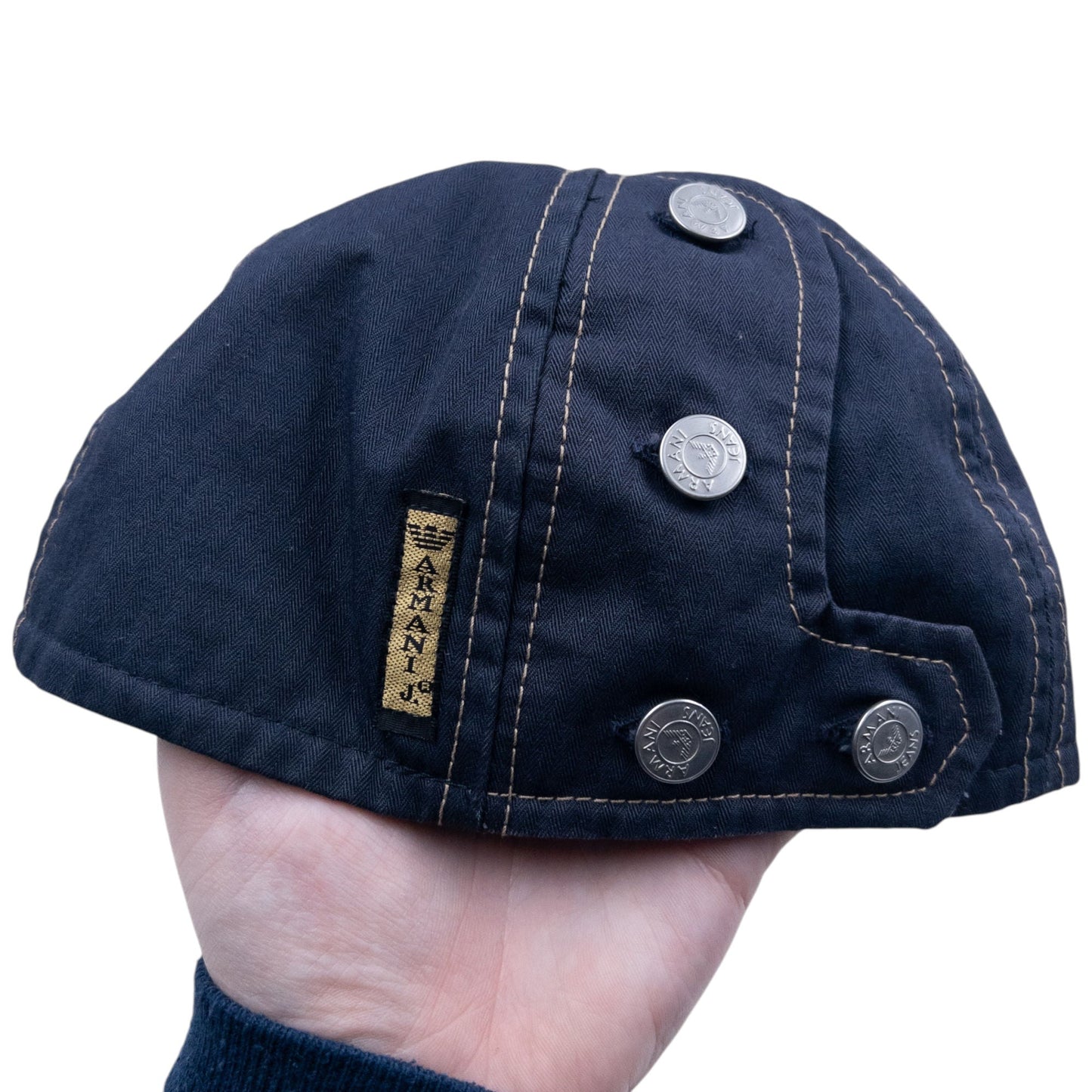 Vintage 2000s Armani Jeans Button Back Embroidered Hat