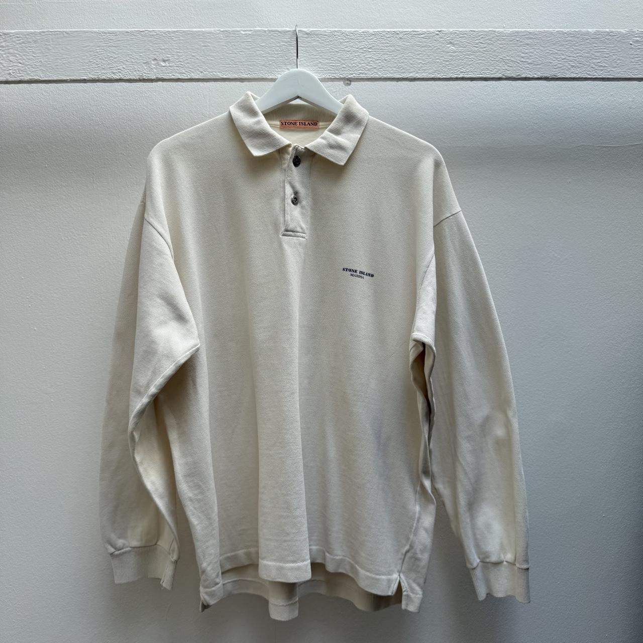 1980’s Stone Island Marina Polo Shirt LS (L) | Large, Beige