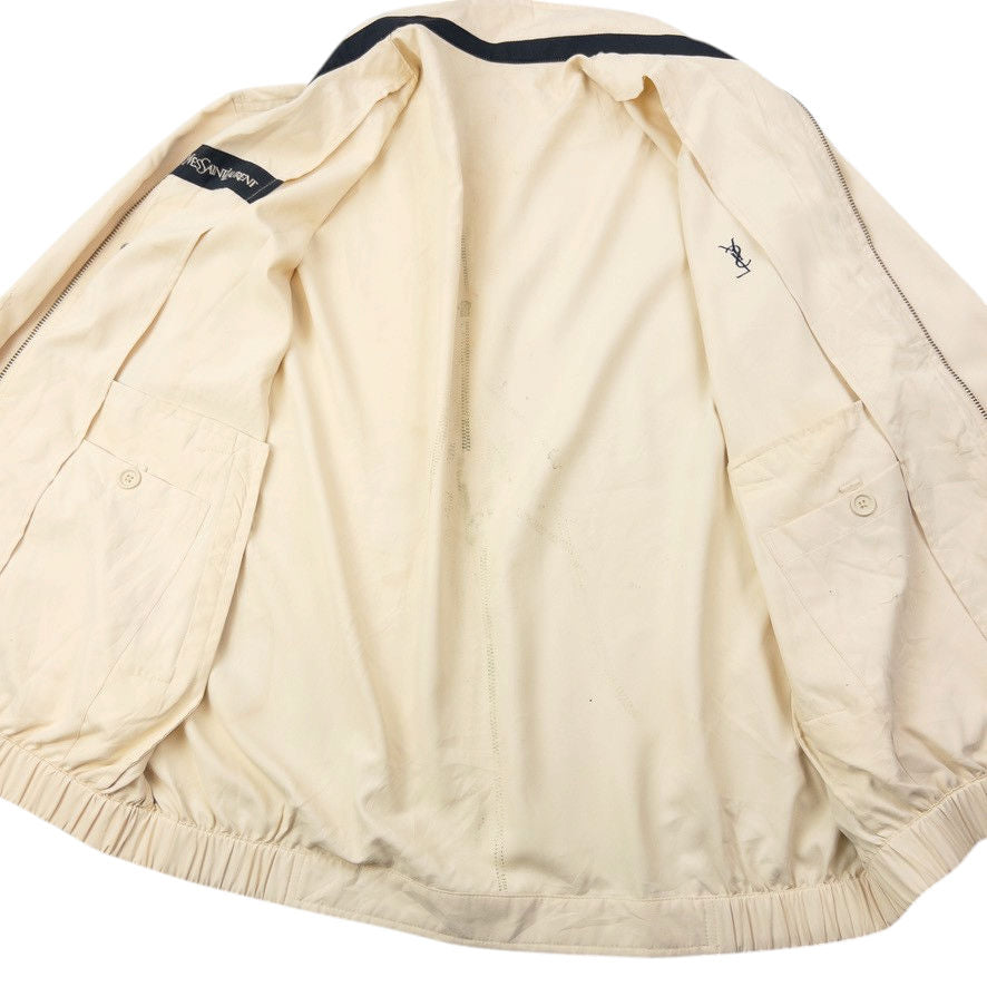 Vintage 90s YSL Yves Saint Laurent Harrington Jacket Size S | Small, Cream