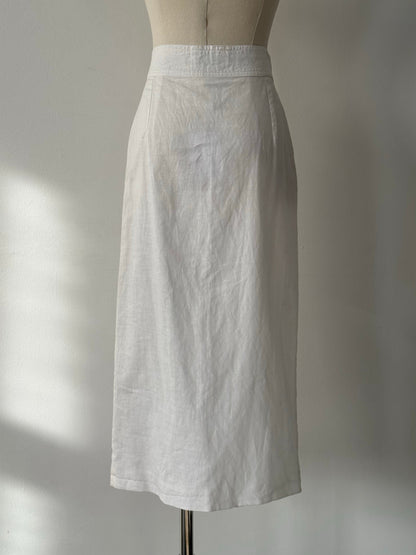 Italian Vintage 1990s Linen Midi Skirt - W25