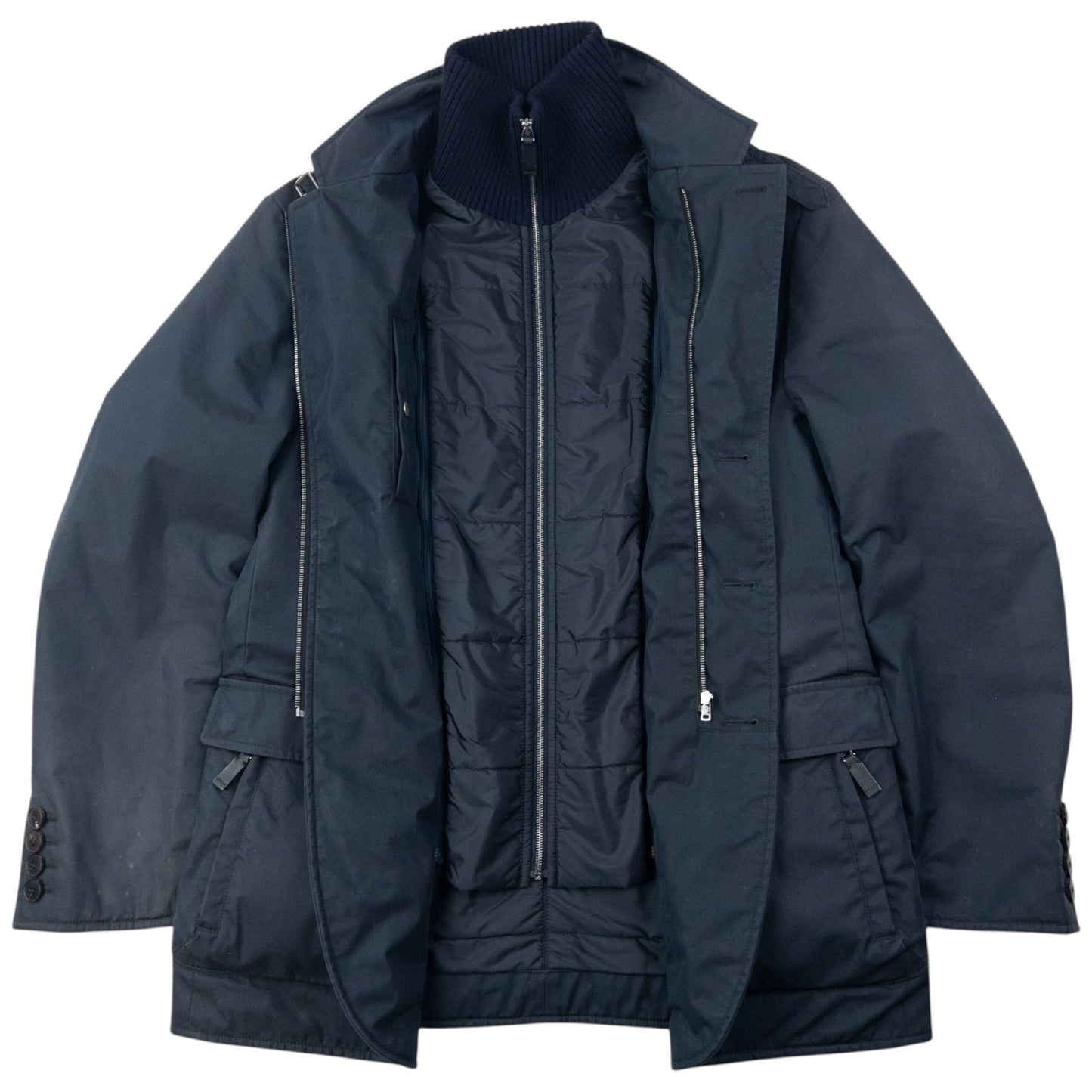 Vintage 2000s Gucci Layered Zip Up Jacket Size M | Medium, Navy