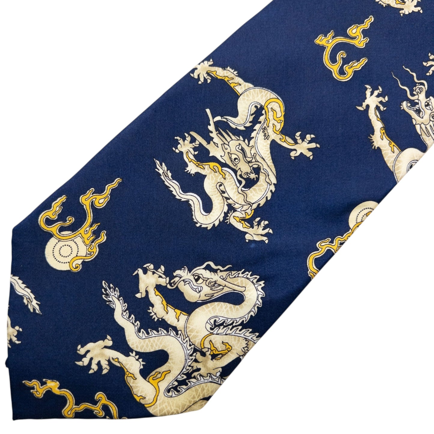 Vintage 90s Giorgio Armani Cravatte Dragon Silk Tie | O/S, Blue