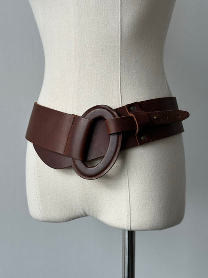 Vintage 1990s Chunky Oval Leather Belt - W36-38