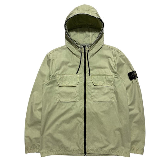 Stone Island Zip Up Canvas Jacket | Large, Light Green