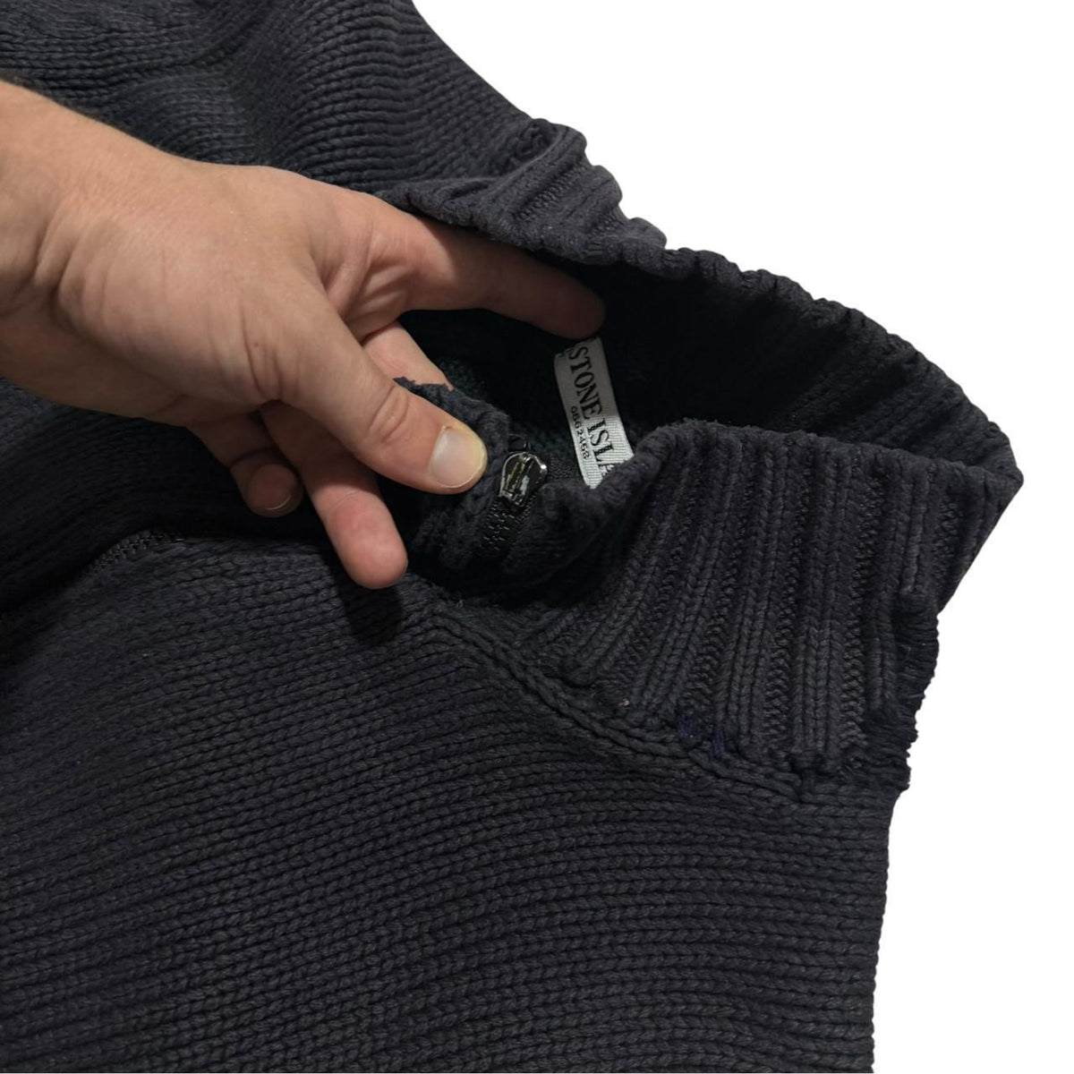 Stone Island A/W 2006 Heavy Knit Zip Up | Medium, Navy