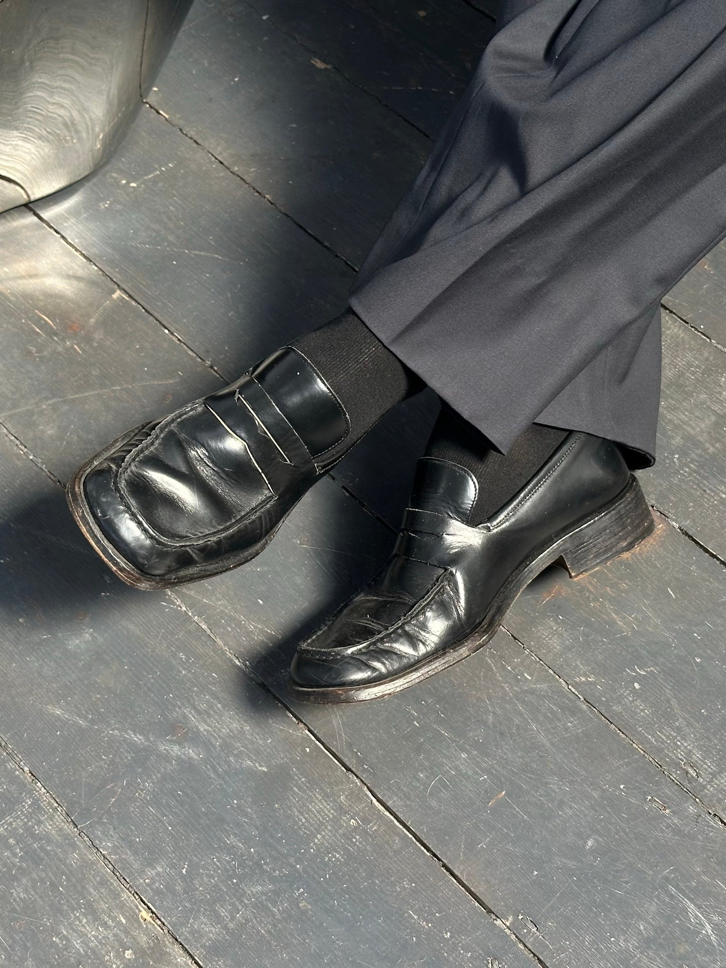 Gucci 2000s Leather Square Toe Loafers - UK 9