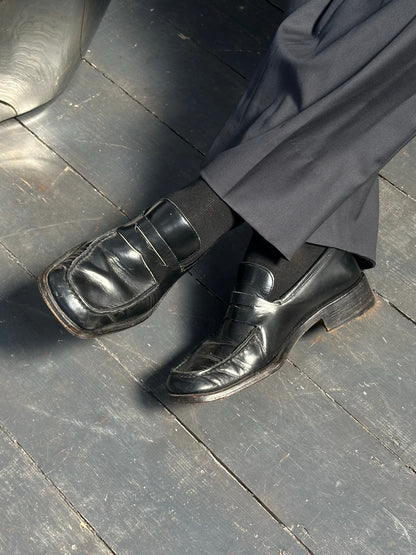 Gucci 2000s Leather Square Toe Loafers - UK 9
