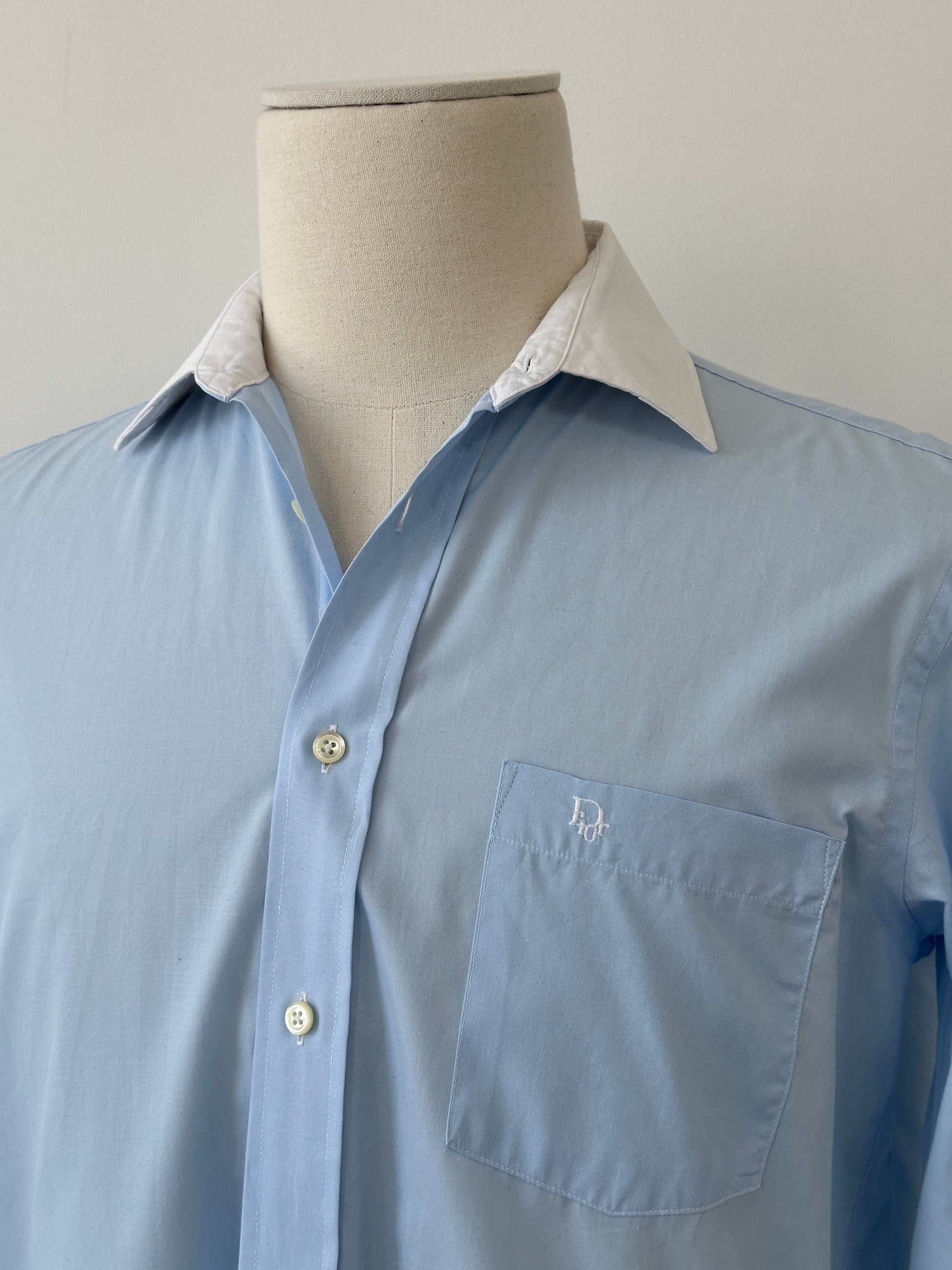 Christian Dior 1990s Contrast Collar Cotton Shirt - XS