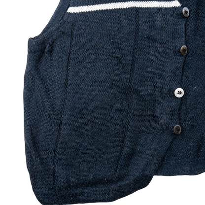 Vintage 2000s Issey Miyake Button Up Knit Sweater Vest Size S | Small, Navy