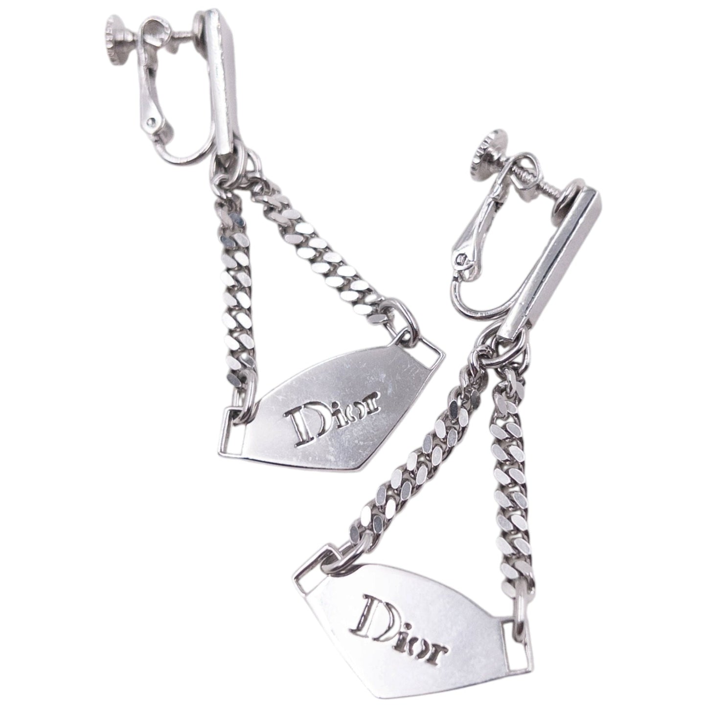 Vintage 2000s Dior By John Galliano Silver Clip-On Earrings | O/S, Grey