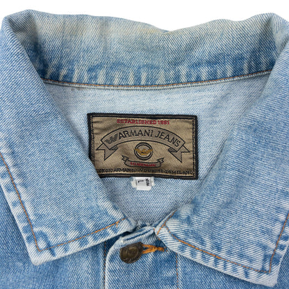 Vintage 90s Armani Jeans Button Up Denim Jacket Size L | Large, Blue