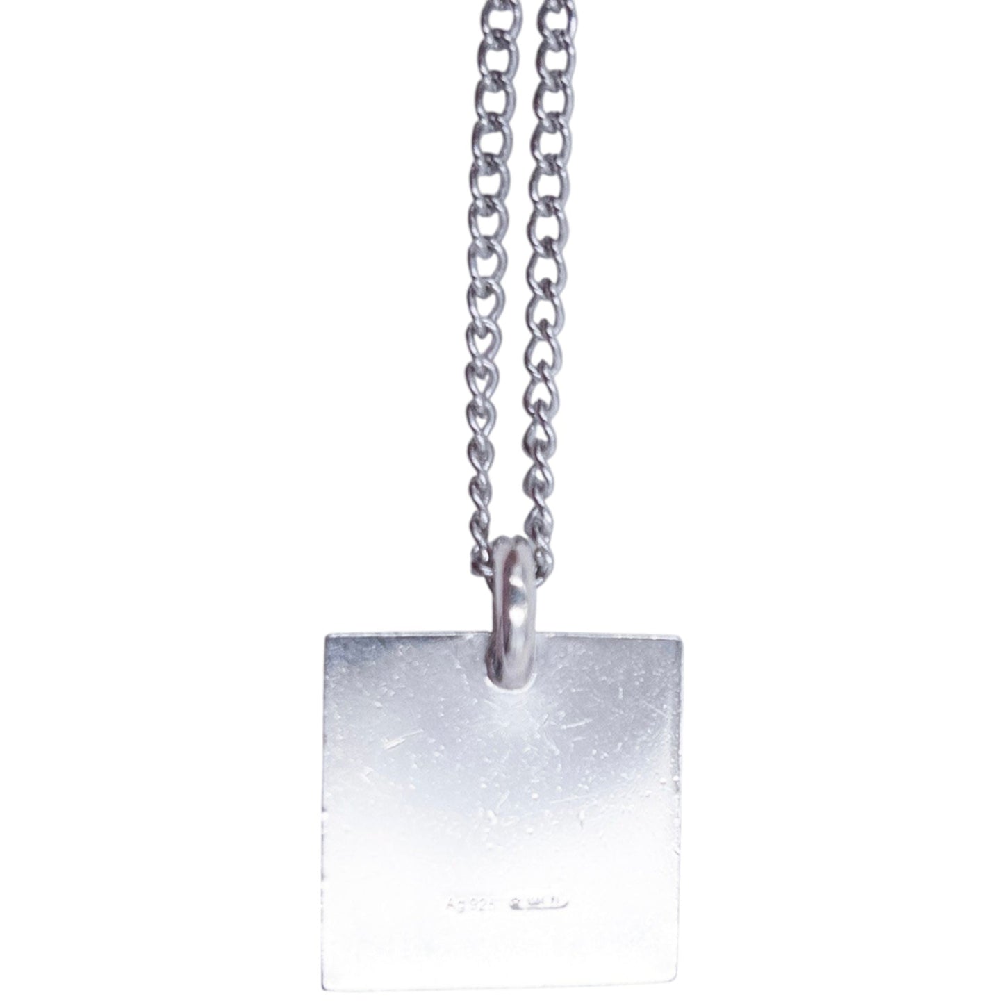 Vintage 90s Gucci Silver Square Pendant Necklace
