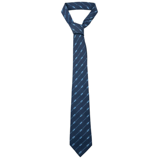 Vintage 90s Gucci Striped Monogram Silk Tie | O/S, Navy