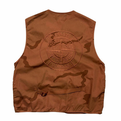 Stone Island Supreme Bushed Cotton Camo Vest | Small, Camo