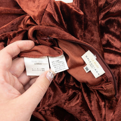 Vintage 90s Balenciaga Velour Long Sleeve Top Womens Size S | Small, Brown