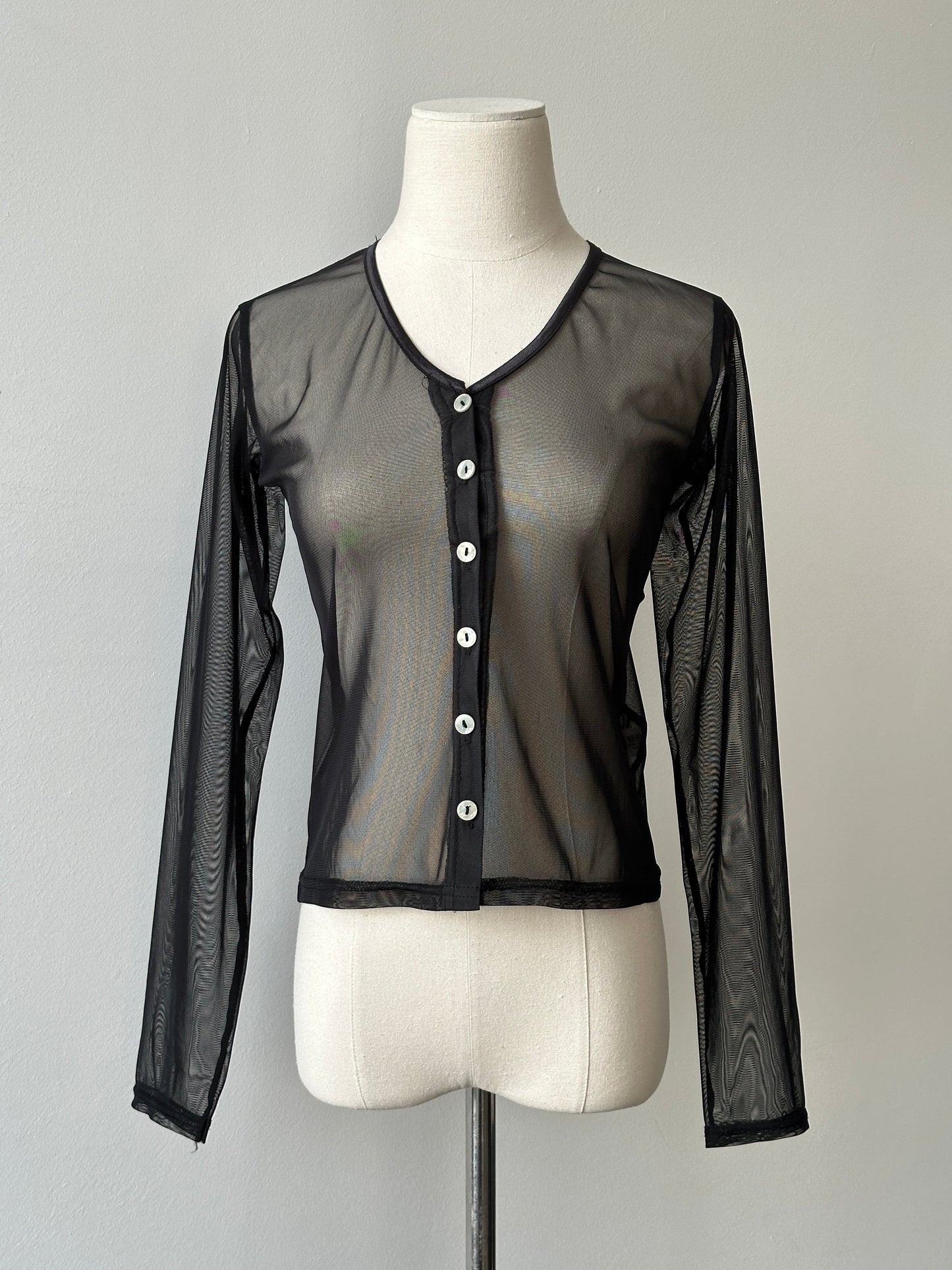 Vintage 1990s Nylom Sheer Cardigan - S