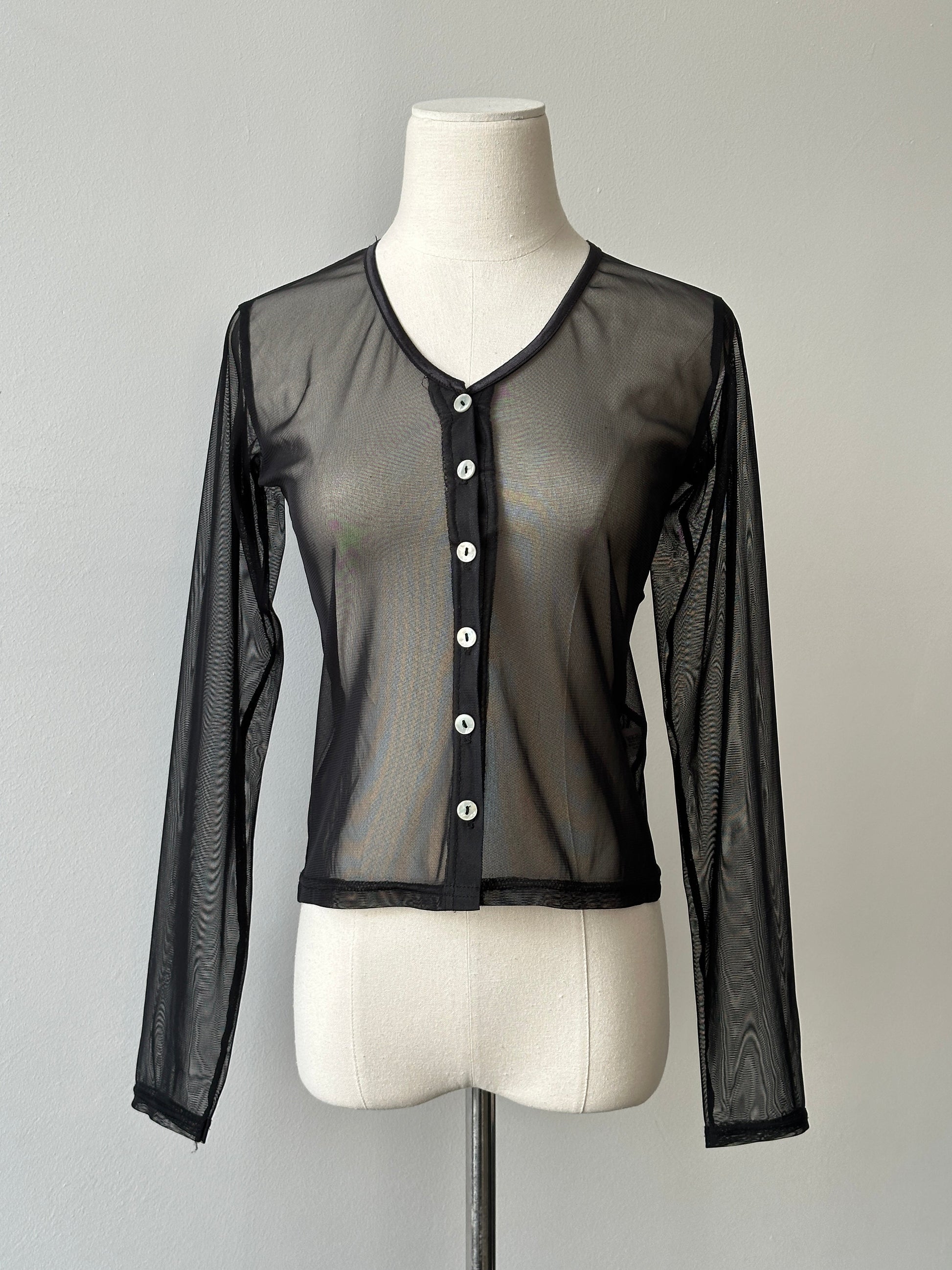 Vintage 1990s Nylom Sheer Cardigan - S