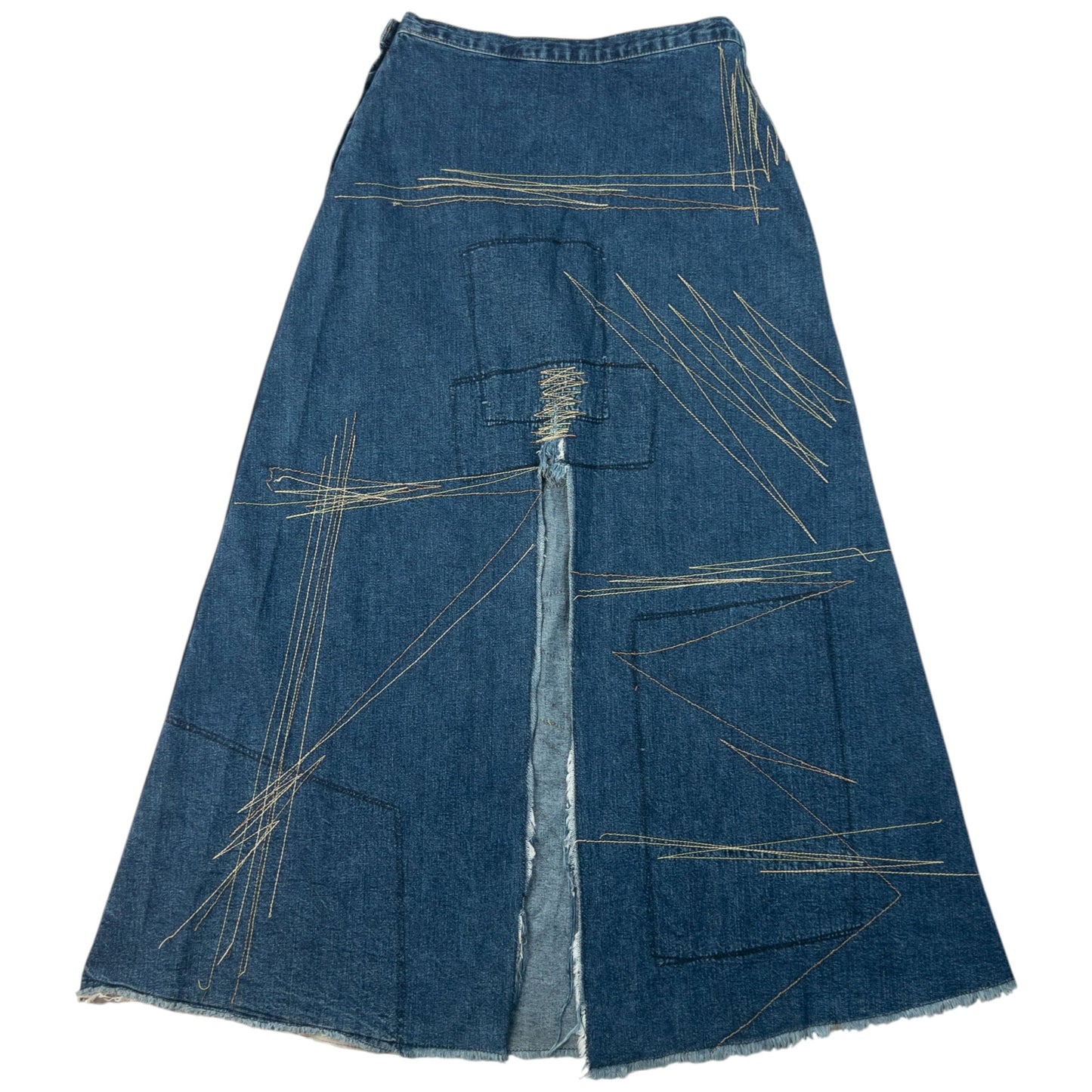 Vintage 90s Hysteric Glamour Embroidered Denim Skirt Womens Size W27 | W27, Blue