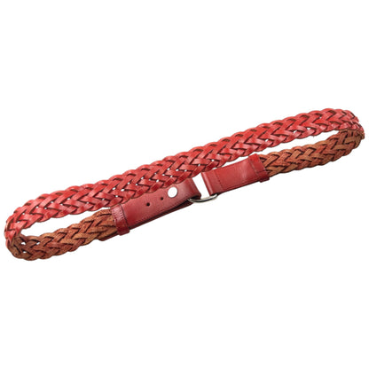 Vintage 90s Burberry Braided Leather Belt Size W28 | O/S, Red