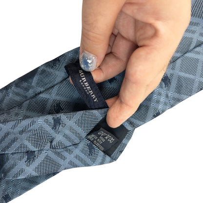 Vintage 2000s Burberry Nova Check Monogram Silk Tie | O/S, Blue