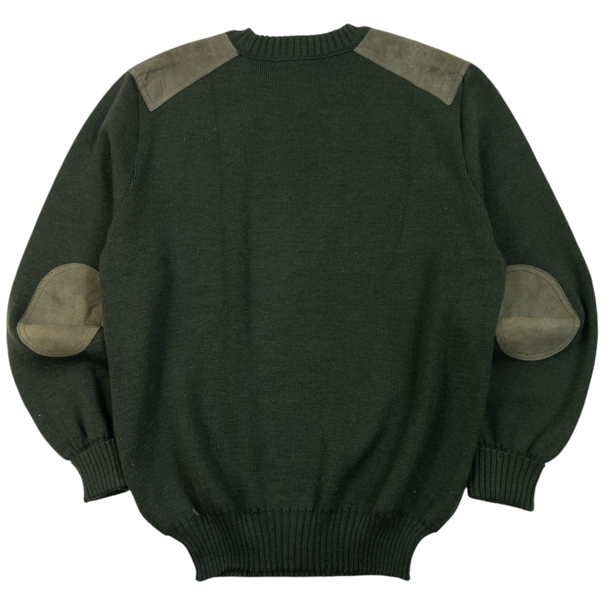 Vintage 90s Burberry Suede Patch Wool Jumper Size M | Medium, Green