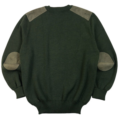 Vintage 90s Burberry Suede Patch Wool Jumper Size M | Medium, Green