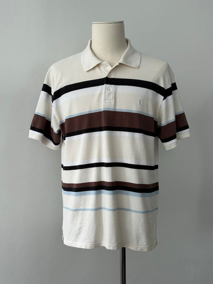 Yves Saint Laurent 1990s Cotton Striped Short Sleeve Polo - XL
