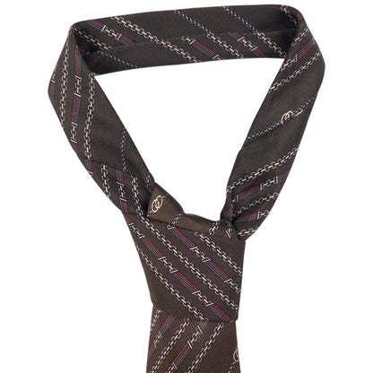 Vintage Gucci Chain Stripe Silk Tie