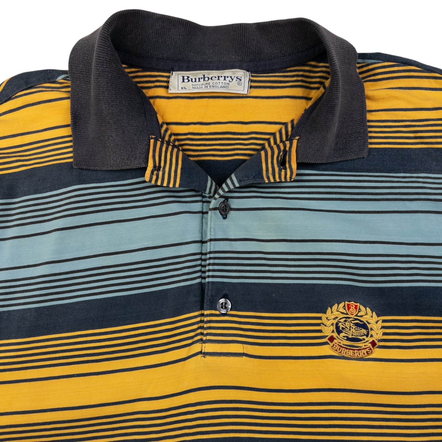 Vintage Burberry Striped Long Sleeve Polo Shirt Size XL