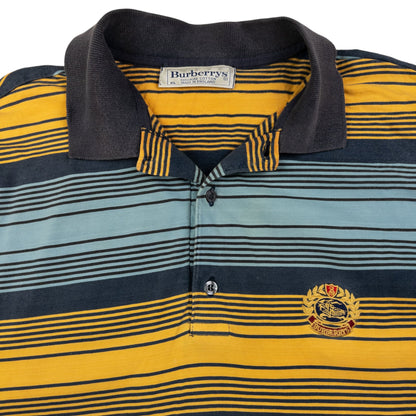 Vintage Burberry Striped Long Sleeve Polo Shirt Size XL