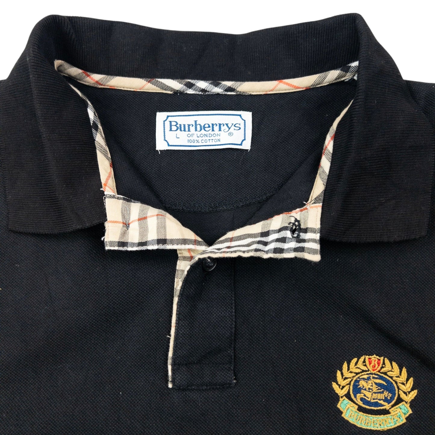 Vintage 90s Burberry Long Sleeve Polo Shirt Size S | Small, Black