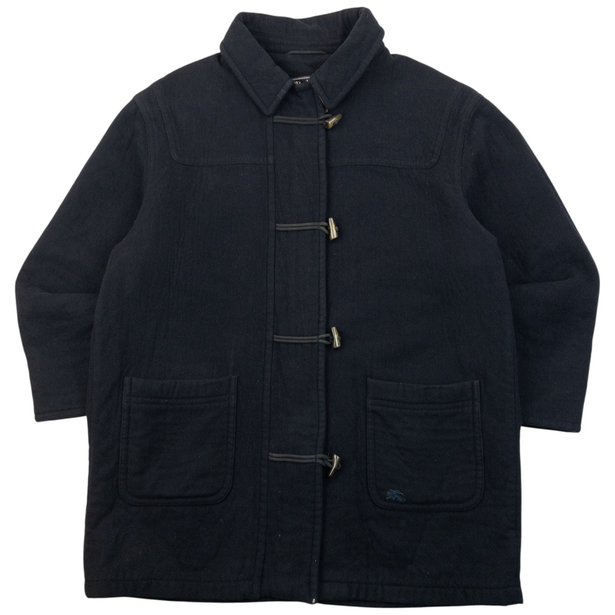 Vintage 90s Burberry Wool Duffle Jacket Size XL | O/S, Navy