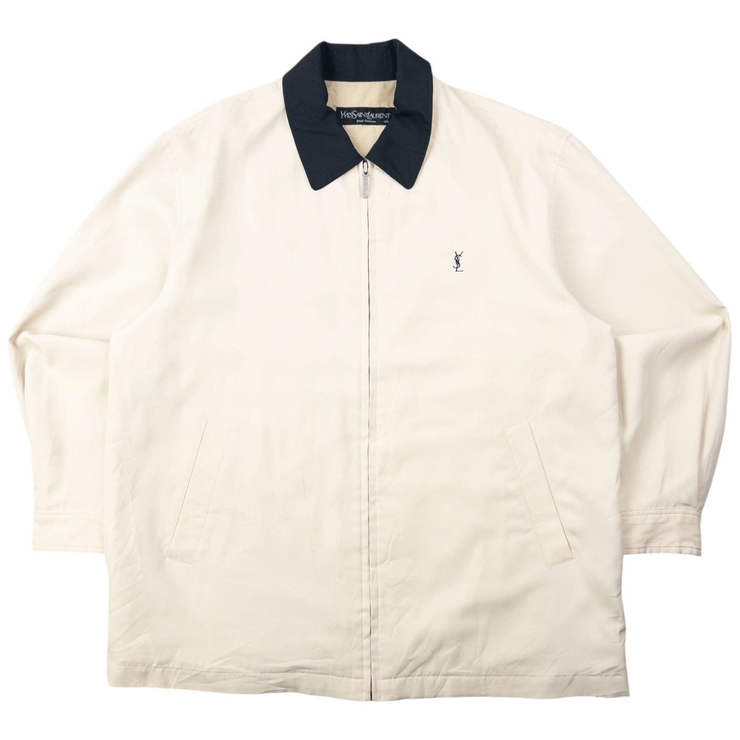 Vintage 90s YSL Yves Saint Laurent Harrington Jacket Size L | Large, Cream