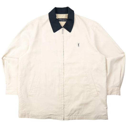 Vintage 90s YSL Yves Saint Laurent Harrington Jacket Size L | Large, Cream