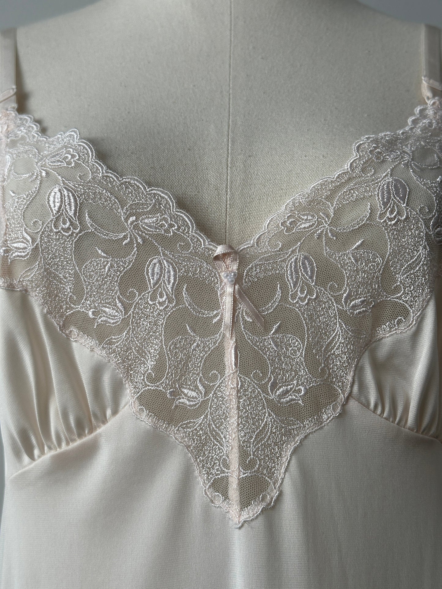 Vintage 1990s Satin Lace Midi Slip Dress - S-M