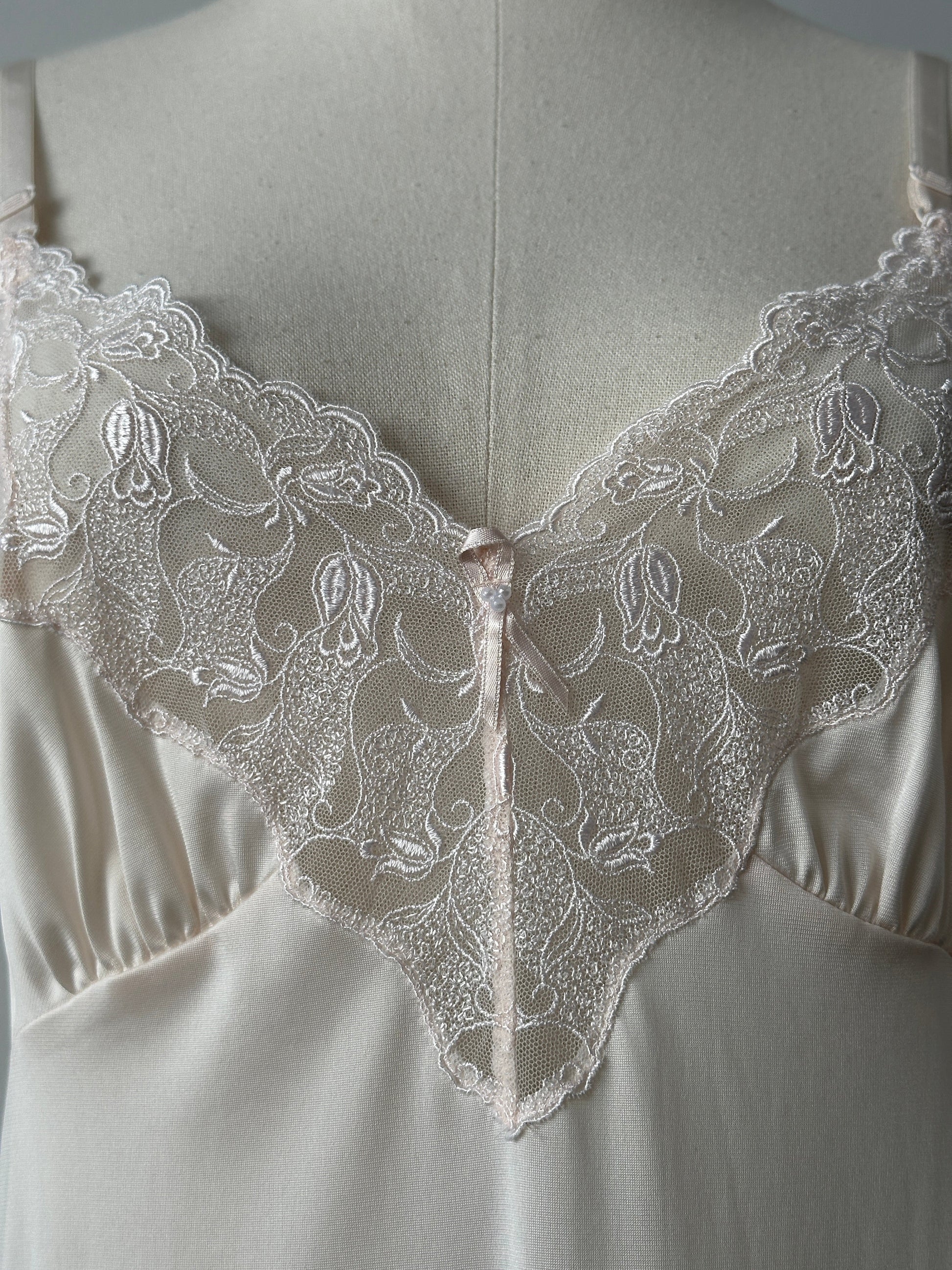 Vintage 1990s Satin Lace Midi Slip Dress - S-M