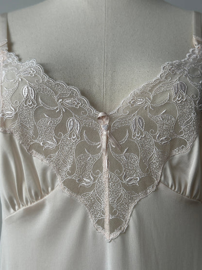 Vintage 1990s Satin Lace Midi Slip Dress - S-M