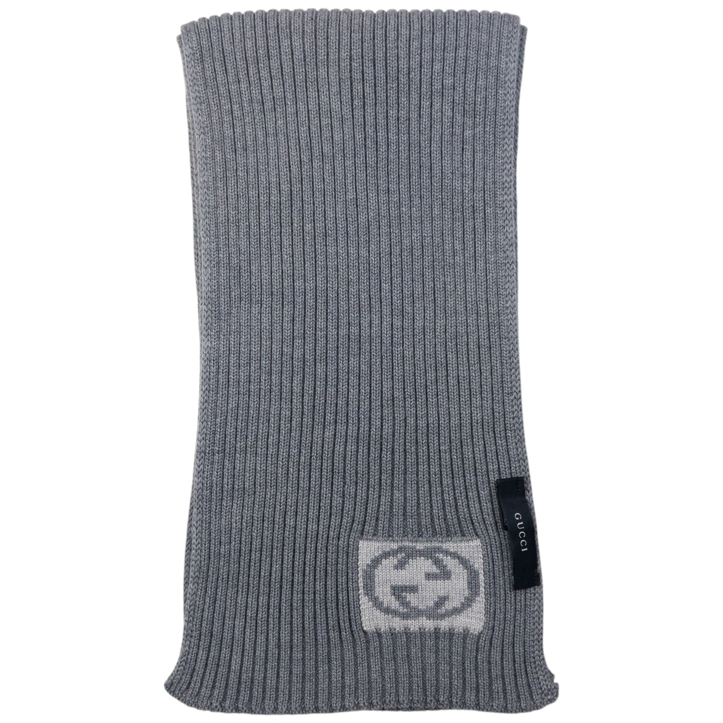 Vintage Gucci Ribbed Knit Wool Scarf