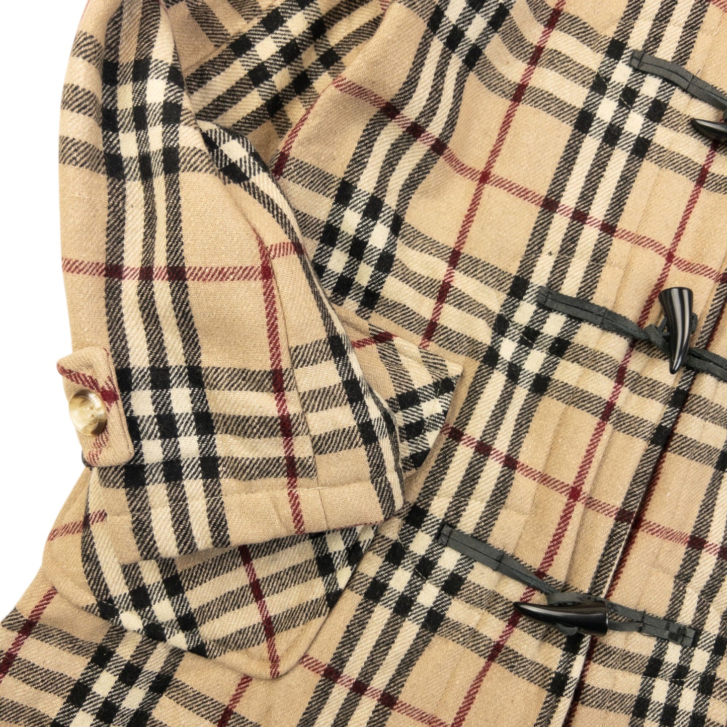 Vintage 2000s Burberry Fleece Lined Nova Check Duffle Jacket Womens Size M | O/S, Beige