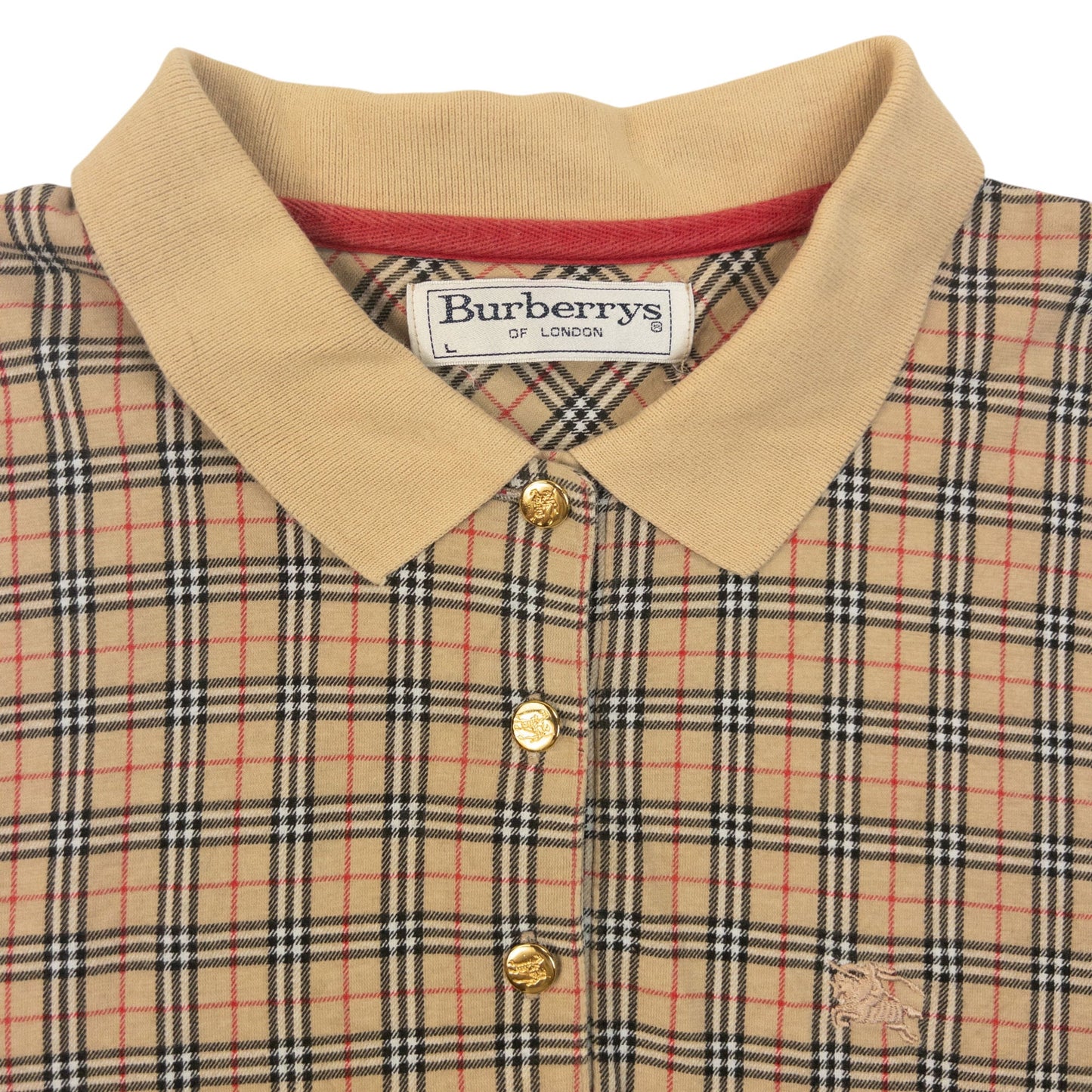 Vintage 90s Burberry Nova Check Polo Shirt Womens Size L | Large, Beige