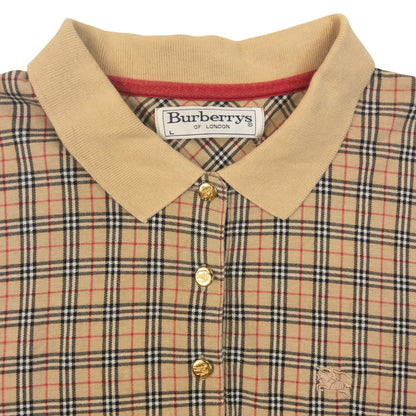Vintage 90s Burberry Nova Check Polo Shirt Womens Size L | Large, Beige