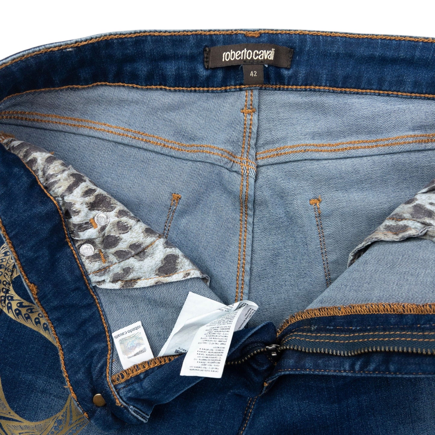 Vintage 2000s Roberto Cavalli Tribal Snake Skinny Jeans Womens Size W30 | W30, Multicoloured