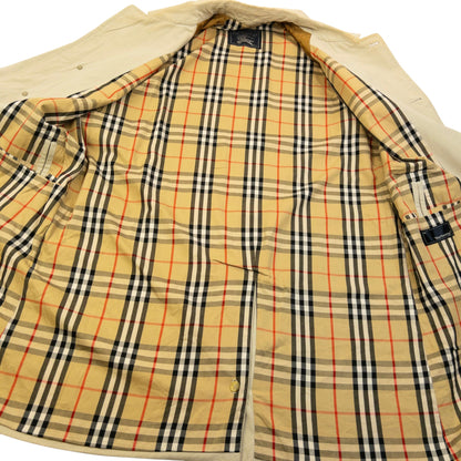 Vintage 90s Burberry Nova Check Lined Trench Jacket Size M | Medium, Cream