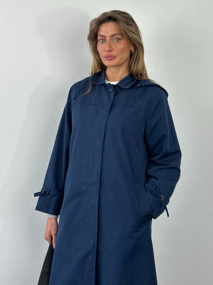 London Fog 1990s Concealed Placket Hooded Trench Trench - S