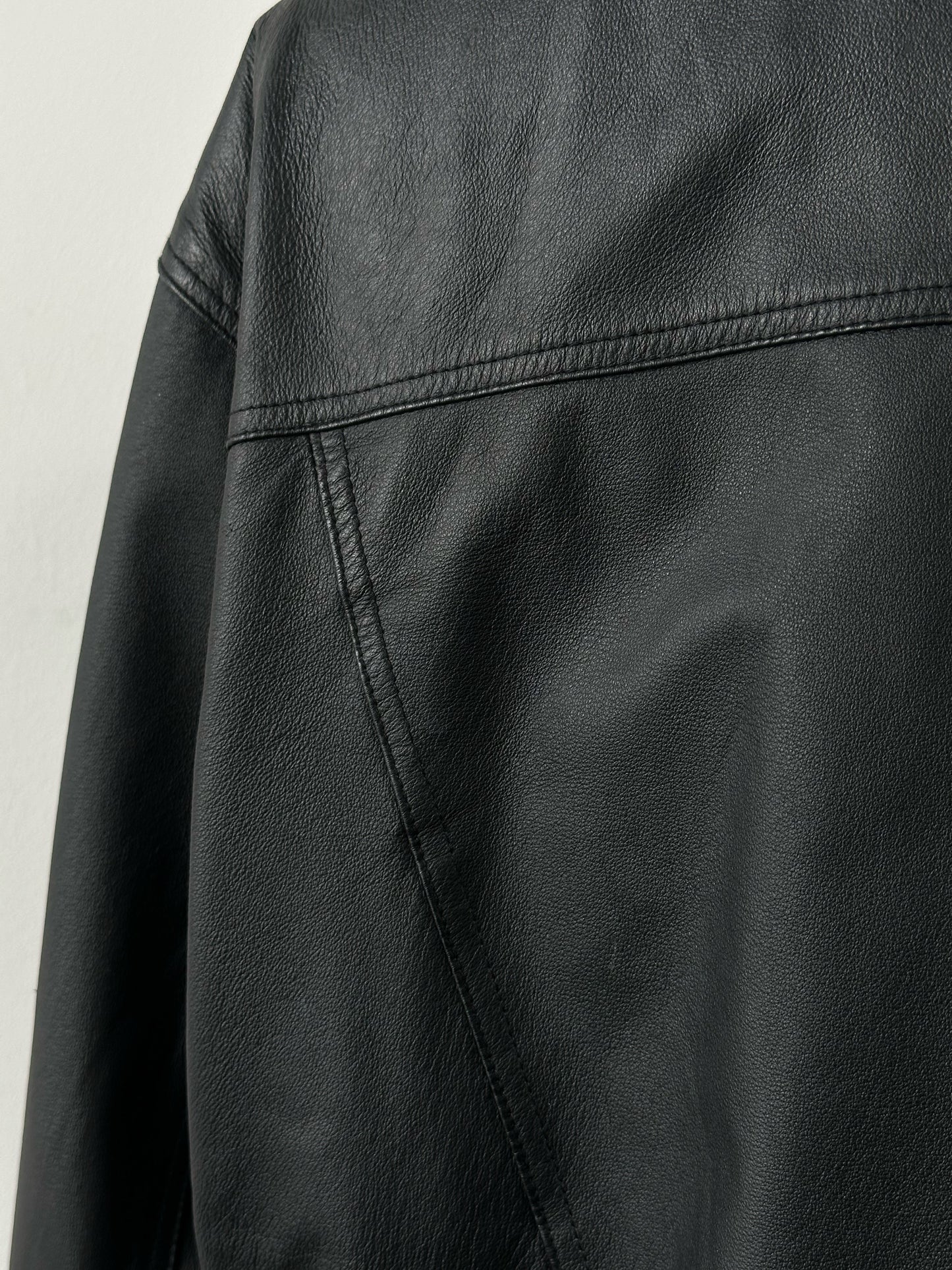 Vintage 1990s Boxy Leather Bomber Jacket - XL/XXL