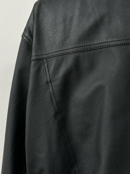Vintage 1990s Boxy Leather Bomber Jacket - XL/XXL