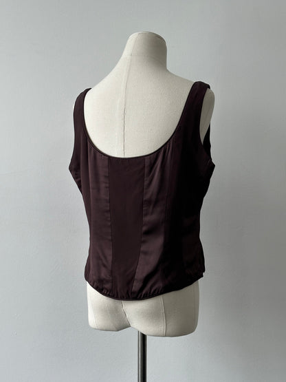 Vintage 1990s Panelled Sleeveless Satin Top - L