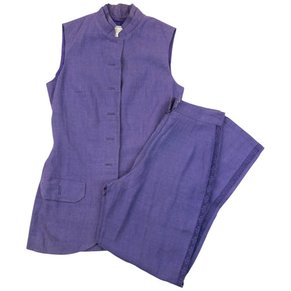Vintage 90s Gianni Versace Versus Sleeveless Jacket & Trousers Set Womens Size XS | XS, Purple
