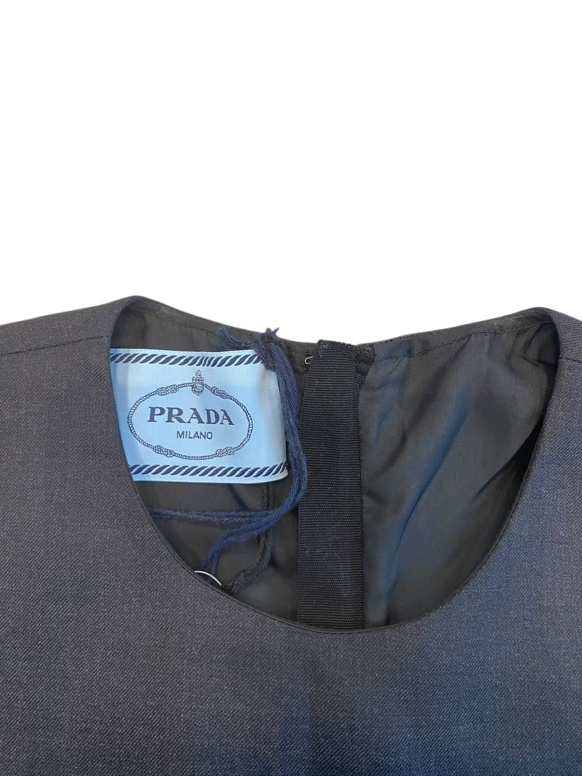 Prada Tailored Wool Pleat Pinafore Dress Grey 42 | O/S, Grey